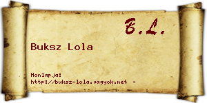 Buksz Lola névjegykártya